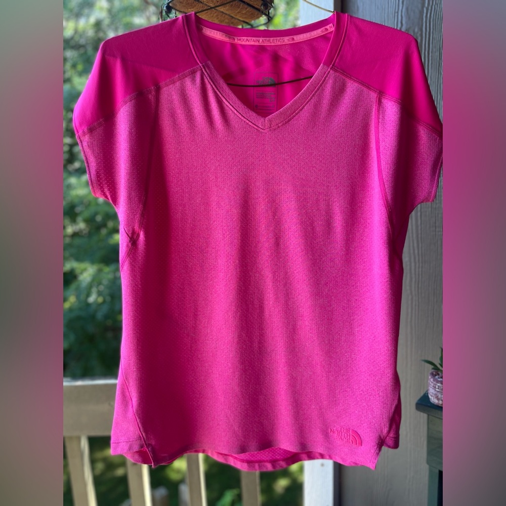 Pink north face workout shirt